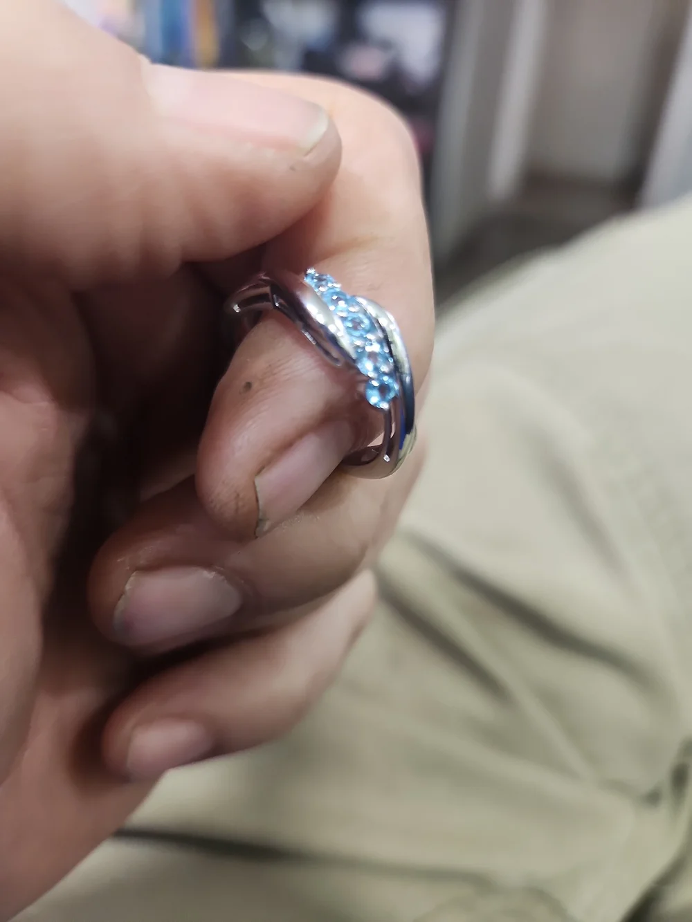 Sterling Silver Blue Topaz Marquise Ring
